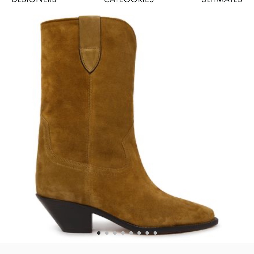 Isabel Marant Tan Suede Mid-Calf Heeled Boots